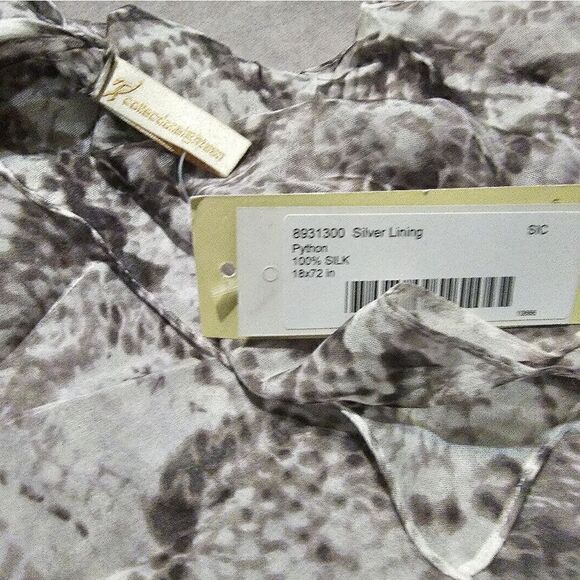 COLLECTION EIGHTEEN Silvet Lining Python SILK Scarf 18" x 72" - Picture 3 of 3